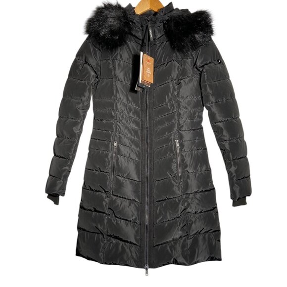 NWT OOKPIK Axel Fox Fur-Trim Hooded Puffer Coat Size XS - Picture 2 of 9